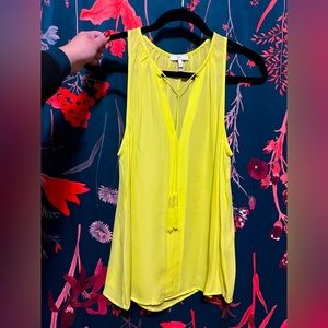 Joie, 100% Silk, Neon Citron Green, Airlan Tank w/ tassels Medium